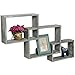 MyGift Wall Mounted Weathered Gray Wood Interlocking Floating Shelves, Shadow Box Display Wall Shelf, Set of 3