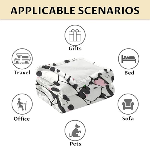 Mercuryelf Panda Throw Blanket - Soft, Fuzzy & Warm - 50x60 Inches Flannel Blankets for Living Room, Sofa - White Funny Throws Gift for Teens