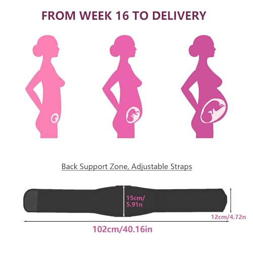Rynvarl Faja de embarazo ajustable con soporte abdominal y lumbar – cinturón de maternidad transpirable para embarazadas – ideal para uso diario, coche, yoga, caminar o posparto(Negro) - imagen 2