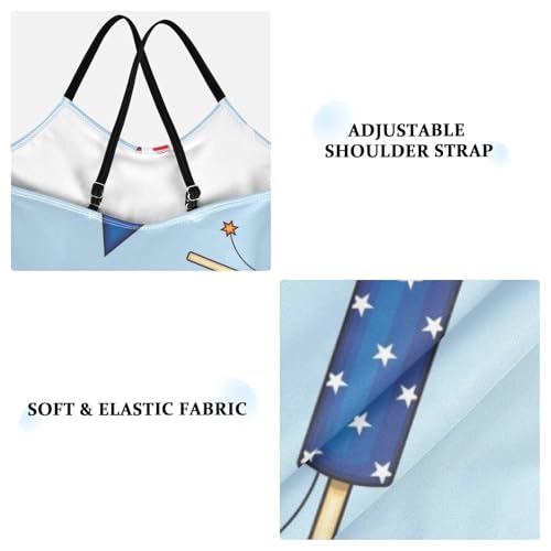 Girls One Piece Swimsuits Firecracker and Firework on Blue Sport Halter Swimwear Beach Bathing Suit,7-8T3