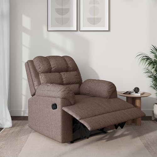 Image of Amazon Brand - Solimo Avalon Single Seater | Premium Mosha Fabric | Manual Recliner | Brown