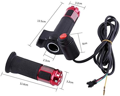 Miniatura 4 de Juego de empuñaduras de acelerador, manubrio eléctrico de motocicleta con pantalla LED, 12-84V, 3 velocidades, izquierda y derecha, rojo