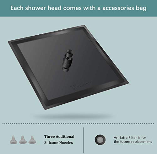 High Pressure Shower Head, 8 Inch 304 Stainless Steel Rain Showerhead, Ultra-Thin Best Pressure Boosting With Silicone Nozzle, Strighter High Flow Square Rainfall Shower Head (Matte Black) #TOP1