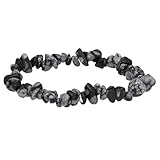 Lebensquelle Plus besonderes Splitterarmband | Handgefertigtes Elastisches Stretch Splitter Armband | Echter natürlicher Edelstein (Schneeflocken-Obsidian)
