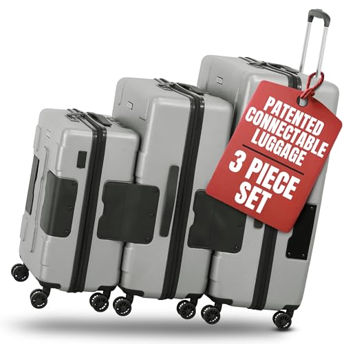 TACH 3-Piece Hard Shell Luggage Set (20, 24, 28 in) Silver