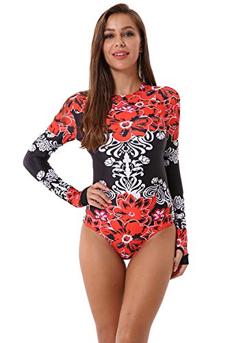 YOLIPULI Mother and Daughter Swimwear Family Matching Swimsuit Womens Rashguard Girls Swimwear Red Floral Print Girl 4-5 Years Old - Thumbnail 5