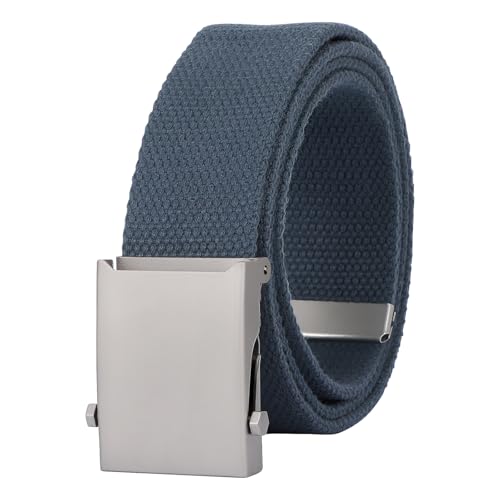 Canvas Web Belt for Men Adjustable Cloth Fabric Military Belt with Metal Buckle