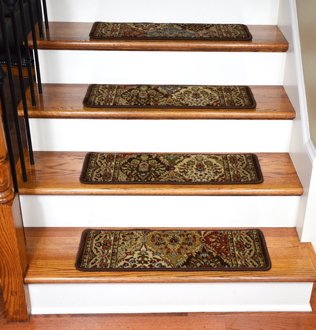 Dean Non-Slip Tape Free Pet Friendly Stair Gripper Carpet Stair Treads - Panel Kerman Chocolate 31"W (15) #TOP2