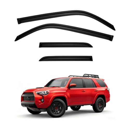 Image of Window Visor for 2010-2024 Toyota 4Runner, Out-Channel Rain Guards Shields Vent Deflector Shade Wind Dark Smoke Ventshade Ventvisor for 10-24 4Runner, Tape-On Outside-Mount, 4PCS