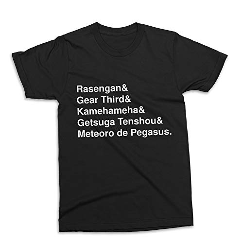 Camiseta Golpes de Animes Naruto Dragon Ball Cavaleiros do Zodíaco One Piece Bleach Preta Adulto Uni