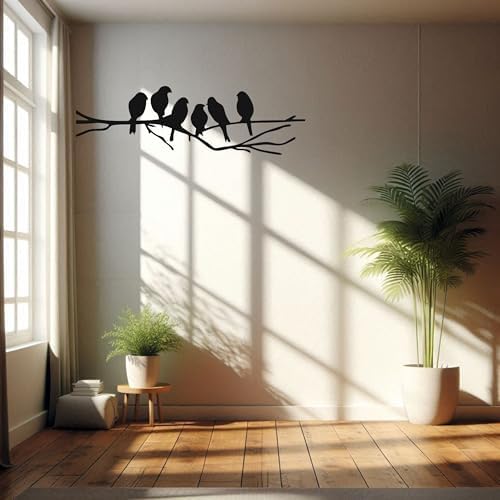 MAYUMI DÉCOR | Wooden Wall Plaque/Wall Sign For Home Decoration | Ready To Hang Wall Decor (Black) – 400 mm Length (Birds on the Branch) 1