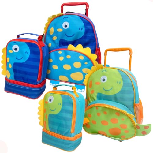 Mochila de Rodinha com Lancheira Térmica Infantil Dinossauro