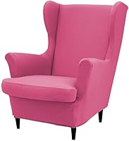 Vista 23 de Fundas para silla Wingback, 2 piezas, fundas elásticas para sillón de ala de color sólido con parte inferior elástica, protector de muebles