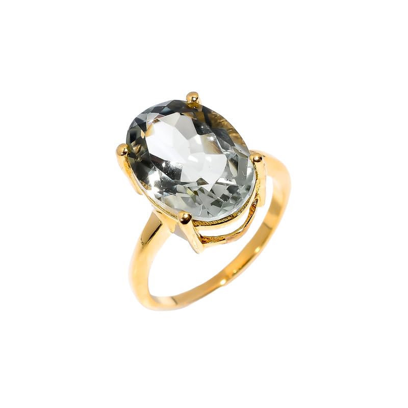Bague améthyste verte ovale en argent 925 bicolore, oubliez les bijoux ternes