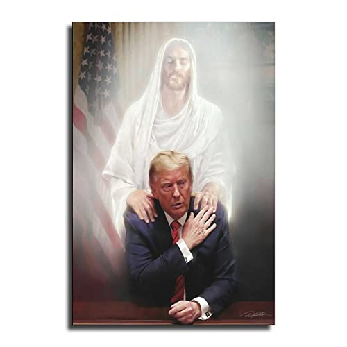 FFZRR Donald Trump Jesus Christ Poster Decorative Painting Canvas Wall Art Living Room Posters Bedroom Painting 12x18inch(30x45cm)