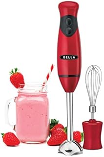 BELLA Immersion Hand Blender with Whisk Attachment, Quickly Mixes Sauces, Purees Soups, Smoothies