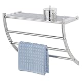 Drei Handtuchstangen WENKO Exclusiv Wandregal Pescara - mit Handtuchhalter und Ablage, Stahl, 56 x 46 x 21.5 cm, Chrom