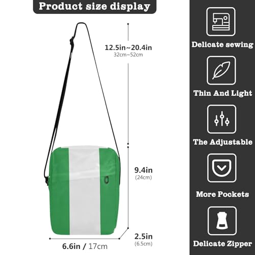Nigeria Flag Nigerian National Green messenger bag for men crossbody bag men Purse Bag Adjustable Strap for business Shopping3