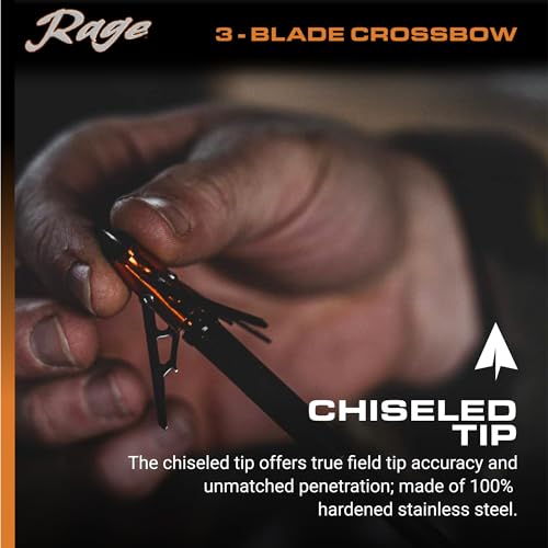 Rage 60200 3 Blade Chisel Tip X Crossbow Broadhead 1.6 Inch Cut thumb #3