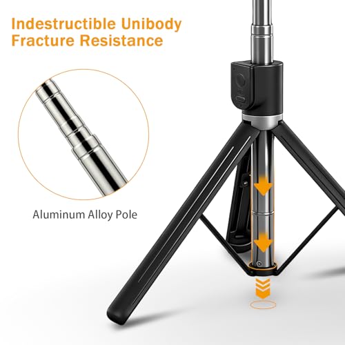 Image of Pro Selfie Stick Tripod 170cm with Wireless Bluetooth Remote Intensity Fill Light Multi-Angle, Portable Tripod Stand for Hands-Free Videos, Selfies & Steady Shots