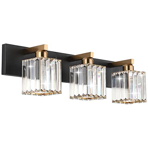 Image of Aipsun Crystal Vanity Light Bathroom Lighting Fixtures 3 Light Modern Vanity Lighting Fixtures (Exclude Bulb)