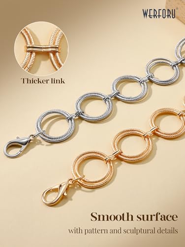 WERFORU Damski pasek łańcuszek, stylowy metalowy o-ring, paszta stop, regulowany łańcuszek do ciała, złoty, Länge 150cm (Passt Taille unter 135cm)
