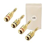 X4 Filete de plátano con Tornillo sin Costura Chapado en Oro Testigo de Altavoz de Altavoz 18K AMP AMP Adaptador Tipo Abierto Adaptador - Marca Francesa Adaptable