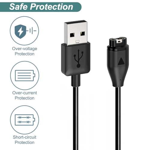 Kissmart Charger for Garmin Vivoactive 6 5 4 4S 3, Replacement Charging Cable Cord Plus a Yellow Silicone Charger Port Anti Dust Plug for Garmin Vivoactive Smart Watch