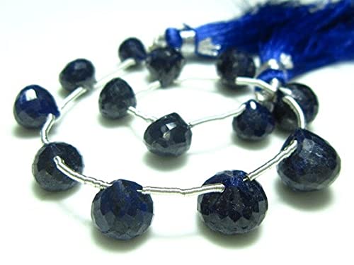 Saphir bleu en perles briolettes oignons facettées de 6 à 10mm pour création bijoux