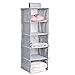 KYYLZ Organizzatore per Armadio Interno 5-Shelf,Organizer Armadio Pieghevole,Salvaspazio Organizzatore Armadio,Scaffale Pensile Portatutto da Appendere,per Maglioni,T-Shirt,Scarpe,Può essere lavato