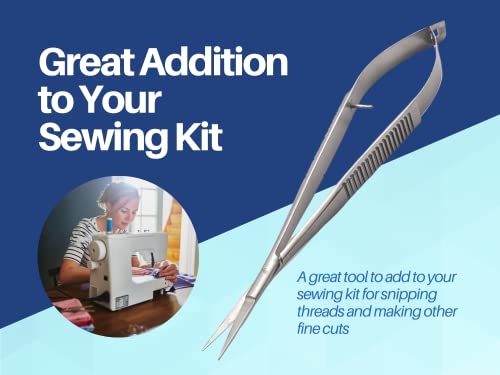 5.5 Castroviejo Scissors Straight Set Of 3 Micro Thread Cutting Embroidery/Extra Sharp Squeeze Scissors For Ent Eye Skin Dental And Veterinary Surgeon/Spring Action Micro Scissors For Art And Craft #TOP6