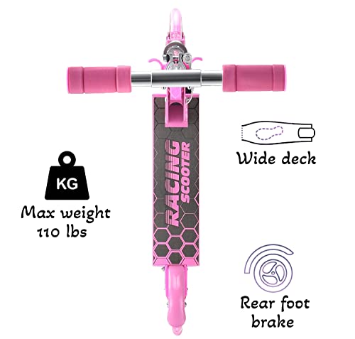 Scooters For Kids 2 Wheel Folding Kick Scooter For Girls Boys Ages 3+ To Teen, Fold-To-Carry, Lightweight, Portable Scooter With Motion-Activated Light-Up Wheels, And Adjustable Handlebars #TOP5