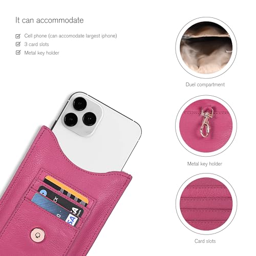 Image of Oak Leathers Small Crossbody Bag For Women - Mini Cell Phone Purse - Crossover Wallet Bag With Adjustable Shoulder Strap