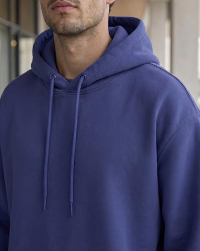 Image of NOBERO Oversized Solid Hooded Sweatshirt for Men | Oversized Hoodie for Men | Hooded Pullover | Cotton Rich Printed Hoodie 280 GSM Fleece
