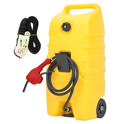 14 Gallon Portable Fuel Caddy with Wheels, Gasoline & Diesel Storage Tank, Heavy-Duty Fuel Transfer...