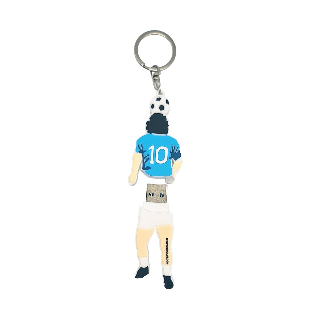 FOOTBALL USB - Portachiavi&Chiavetta USB Drive 3.0 con forma di Diego Marado gadget D10 da 64 Gb unità di memoria flash Pen Drive alta velocità idea regalo per tifosi napoletani(Pendrive&Portachiavi)