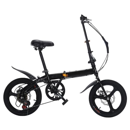 TVTKE折りたたみ変速自転車!ディスクブレーキ搭載 組み立て不要 、便利な通勤、14/16/20 インチ小輪タイプ 大人・小中学生まで幅広く使用可能 持ち運びや収納に便利、 折り畳み自転車 軽量 耐荷重200kg (ブラック,20インチ可変速度+一体型ホ