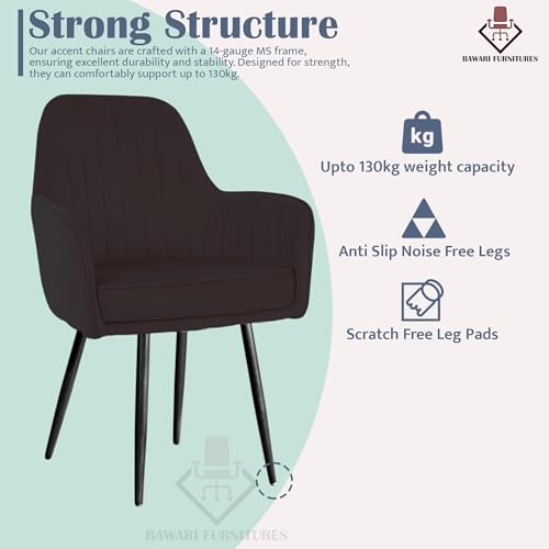 Image of Set of 2 Accent Chair for Living Room | Modern Armchair in Soft Velvet Fabric with Sturdy Legs | Premium Chair for Home Living Room Bedroom Restaurent | (Black Legs, Black)