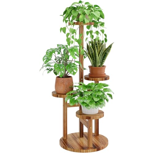 Support pour plantes d'intérieur à 4 niveaux en bois pour balcon