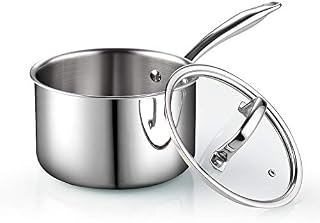 Cook N Home Tri-Ply Clad Stainless Steel Sauce Pan with Lid, 3 Quart