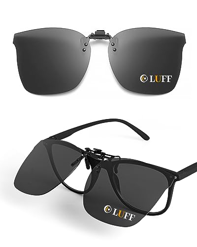 LUFF Polarized Clip-on Sunglasses for Men/Women,HD Anti-Glare Flip up Sunglasses Clips for Outdoor/Driving UV400