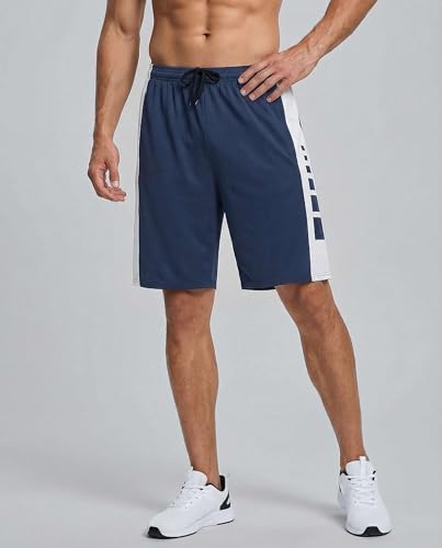 Image of Real Essentials Men's 5 Pack: 9 inch Dry-Fit Shorts - Athletic Gym, Workout, Basketball, Running, Casual Lounge Active Pockets