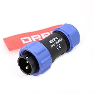 DRRI Weipu SP2110/P2 2-poliger wasserdichter Luftfahrt-Rundstecker, 12 V 30 A Stecker für Bluetti AC200MAX AC300 tragbare Powerstation