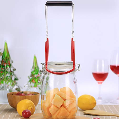 Eeoyu Canning Jar Lifter Tongs Stainless Steel Jar Lifter With Grip Handle For Home Kitchen (Red) #TOP4