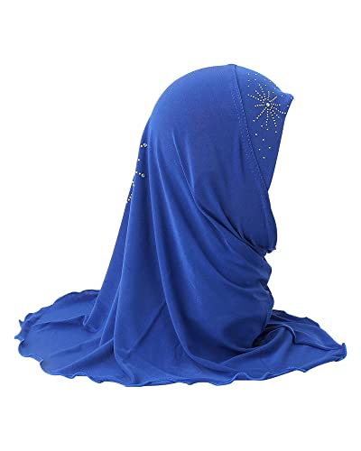 Hijab for Girls 2-7Y, Cute Muslim Islamic Child One Piece Head Scarf with Rhinestone