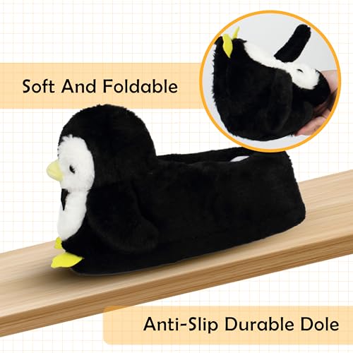 Image of Cute Women Penguin Animal Slippers Fluffy Warm Plush House Shoes Novelty Soft Slippers Cartoon Gifts for Birthday Christmas