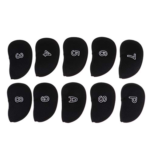 YIJU 10 Unidades de Poliéster para Taco de Golfe Capas Protetora de Ferro em Cunha - Preto