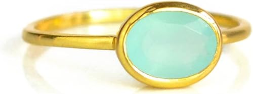 Anillo apilable de piedras preciosas ovaladas, anillo minimalista fino, anillo de piedra natal apilable para uso diario en plata de ley u oro vermeil