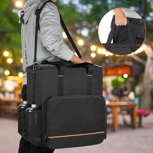 GRAOSO Boat Grill Storage Bag Compatible with Magma Marine Kettles, Grill Cover Carrying Case with 4 Side Pockets for 1lb Propane Cylinders, Padded Handle and Shoulder Strap, Tools Pockets, Black by GRAOSO - Image 5