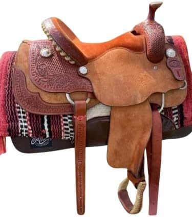 AD Saddlery Wade Tree A Fork Roping Ranch Work Leather Premium Western Horse Saddle for Horses Handmade Equestrian Trail Horse Saddle Tack Size: 10"-18" inches Seat, WADE20